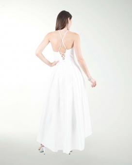 VESTIDO CL BLA HALTER LARGO A DESNIVEL
