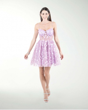 VESTIDO CC CORSET CON TRANSPARENCIA