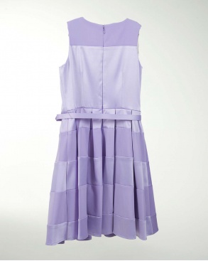 VESTIDO NIÑA SATIN LISO FALDA CON TABLONES