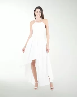 VESTIDO CL BLA HALTER LARGO A DESNIVEL