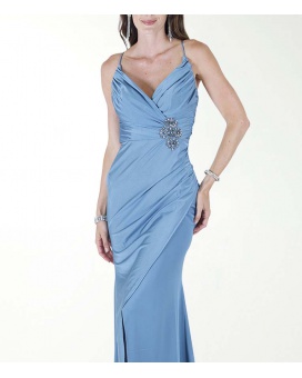 VESTIDO CL DRAPEADO CON APLICACION