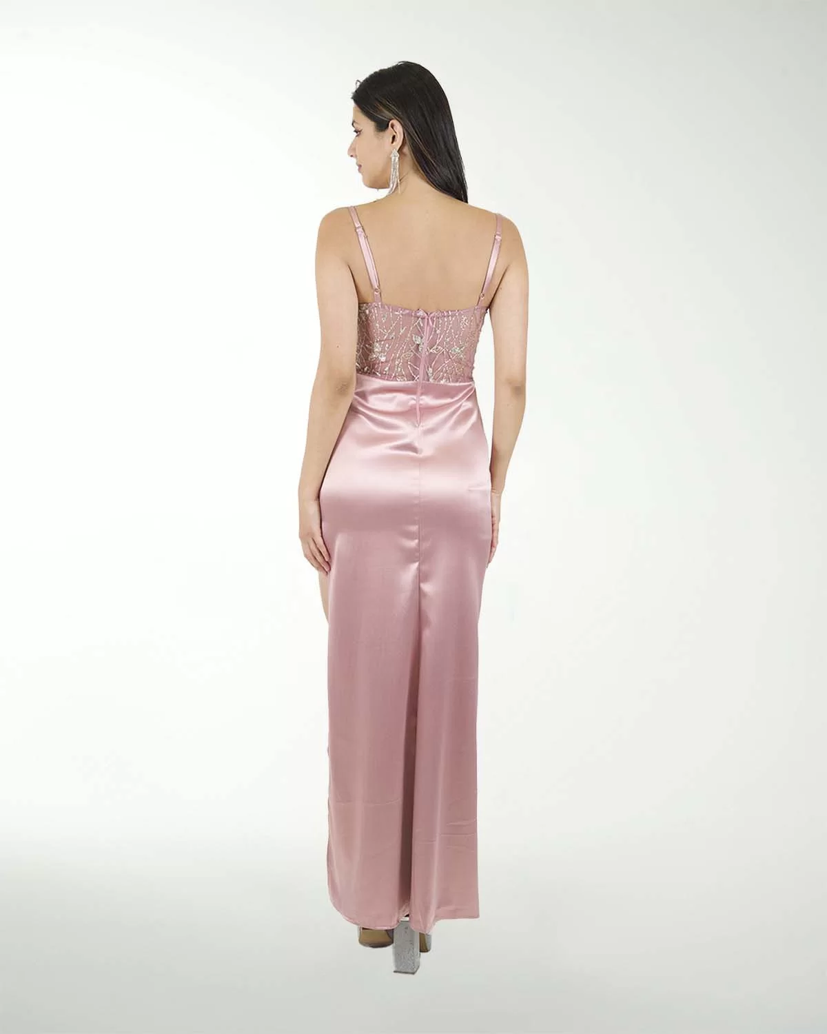 VESTIDO CL SATIN STRECH CON FANTASIA EN TALLE VESTIDO CL SATIN STRECH CON FANTASIA EN TALLE