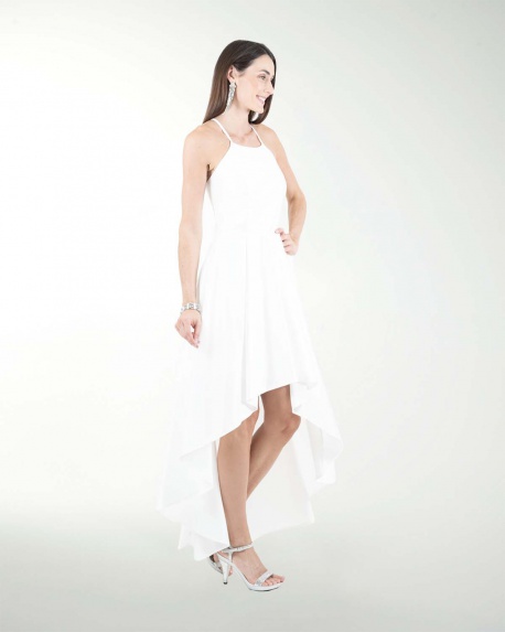 VESTIDO CL BLA HALTER LARGO A DESNIVEL