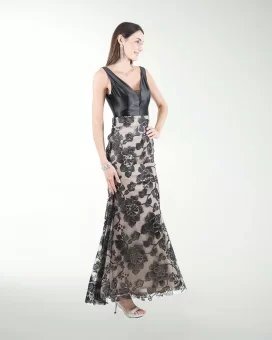 VESTIDO CL COMBINADO CON LENTEJUELA