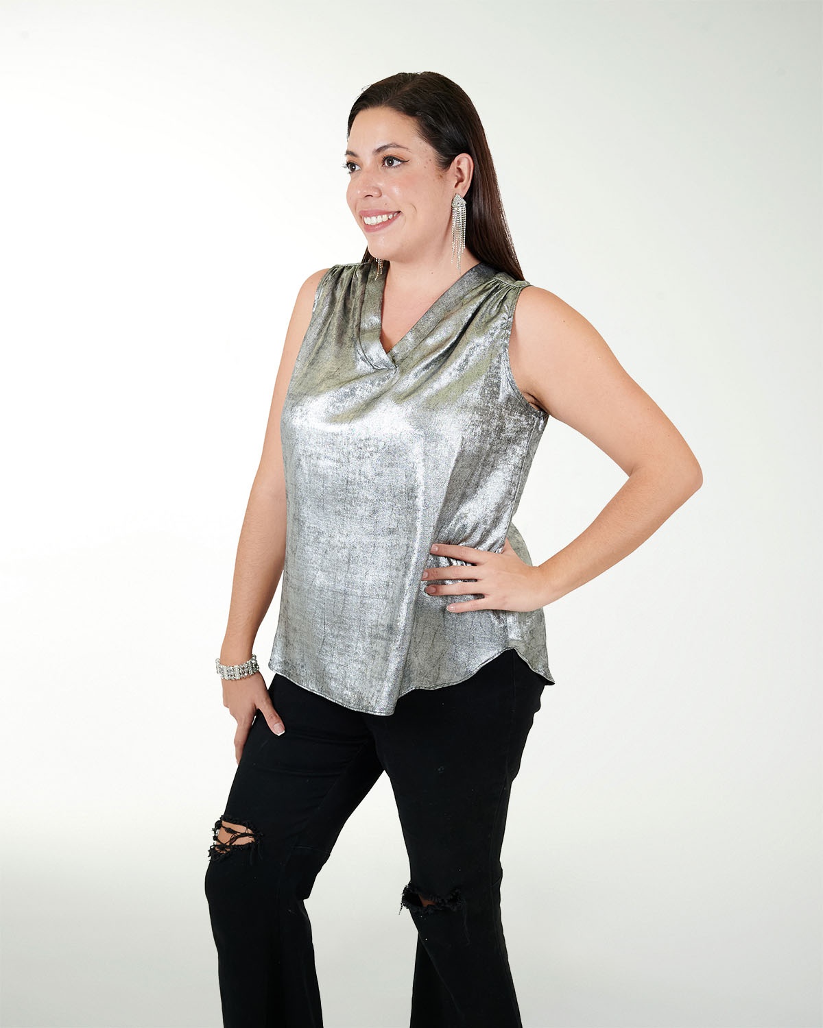 BLUSA TV CHIFON METALIC BLUSA TV CHIFON METALIC
