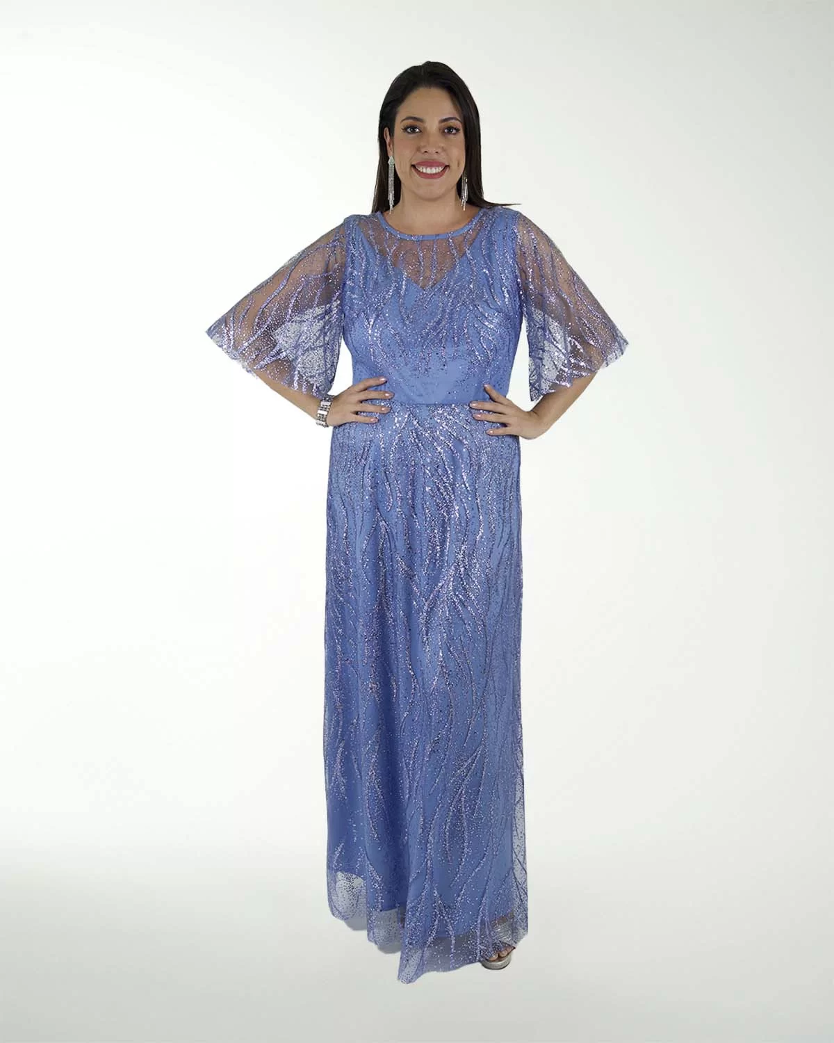 TMDA VESTIDO TE MANGA CORTA Y TELA EN GLITTER TMDA VESTIDO TE MANGA CORTA Y TELA EN GLITTER
