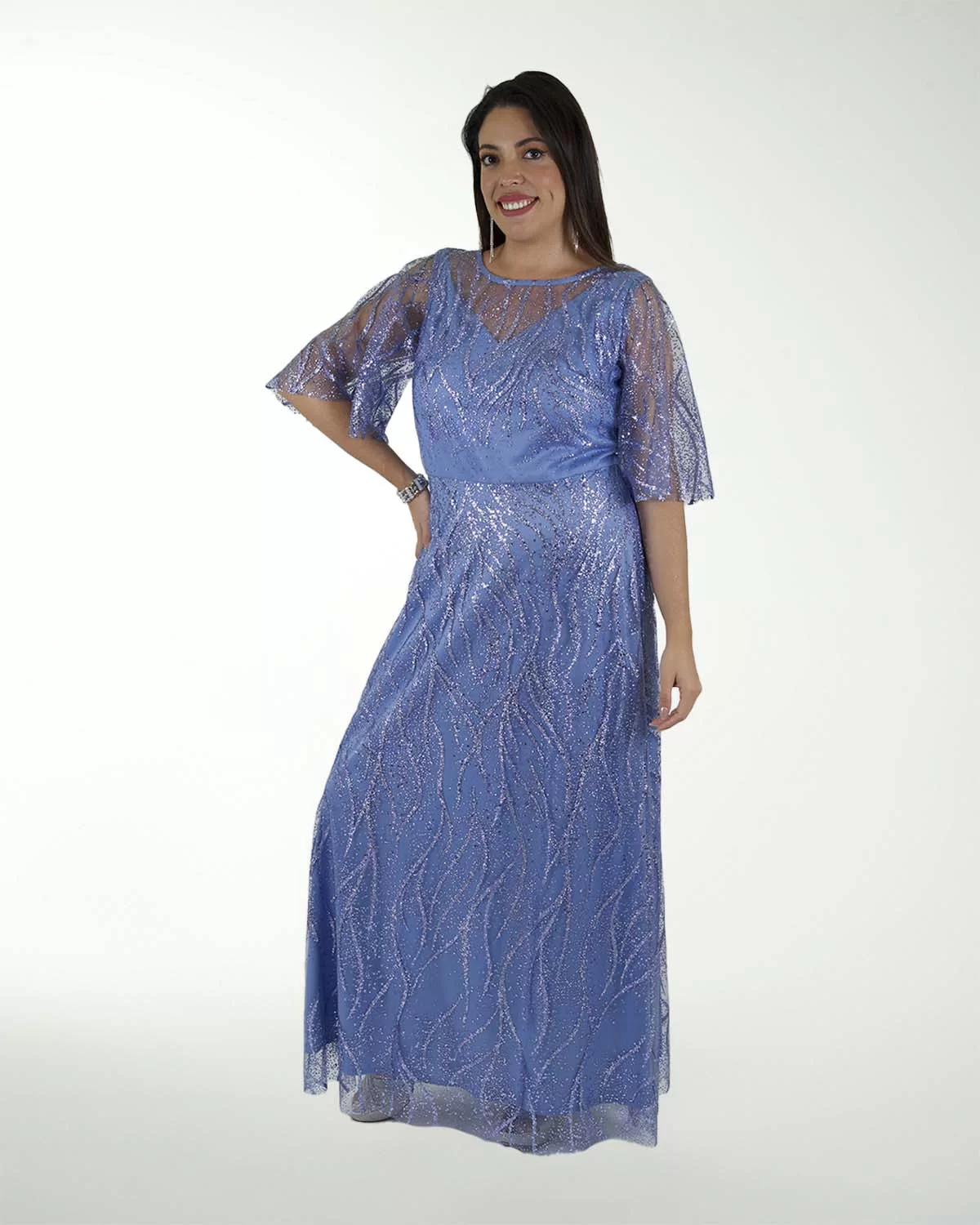 TMDA VESTIDO TE MANGA CORTA Y TELA EN GLITTER TMDA VESTIDO TE MANGA CORTA Y TELA EN GLITTER