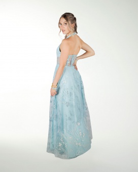 VESTIDO CL HALTER EN TELA BORDADA
