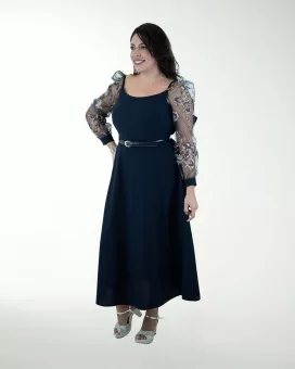VESTIDO TE CON MANGAS Y CINTURON