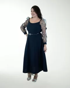 VESTIDO TE CON MANGAS Y CINTURON