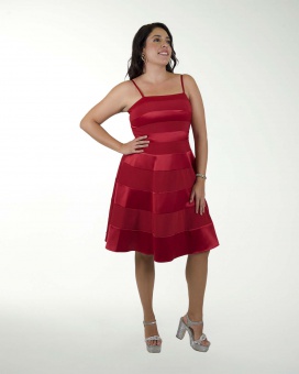 VESTIDO TE SATIN STRECH CON CORTES