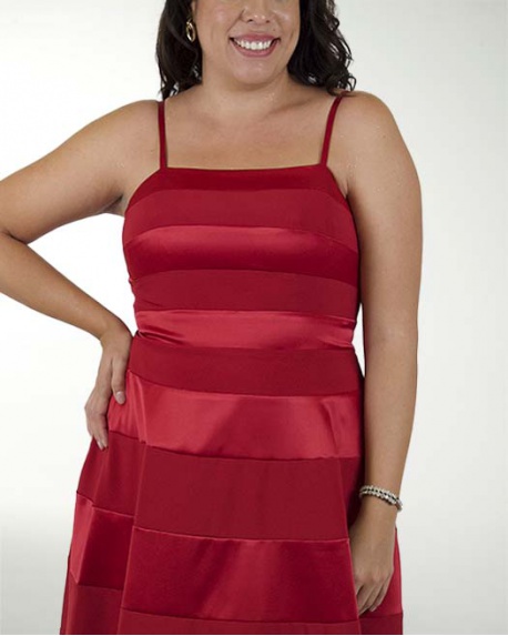 VESTIDO TE SATIN STRECH CON CORTES