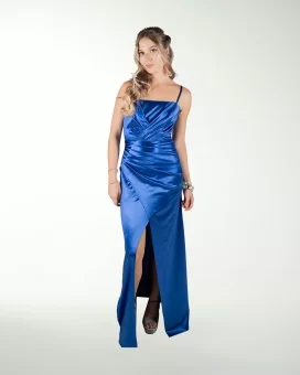 VESTIDO CL DRAPEADO CON CAUDA