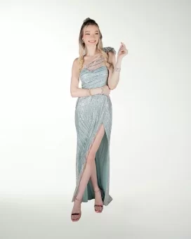 VESTIDO CL DE UN HOMBRO CON ADORNO