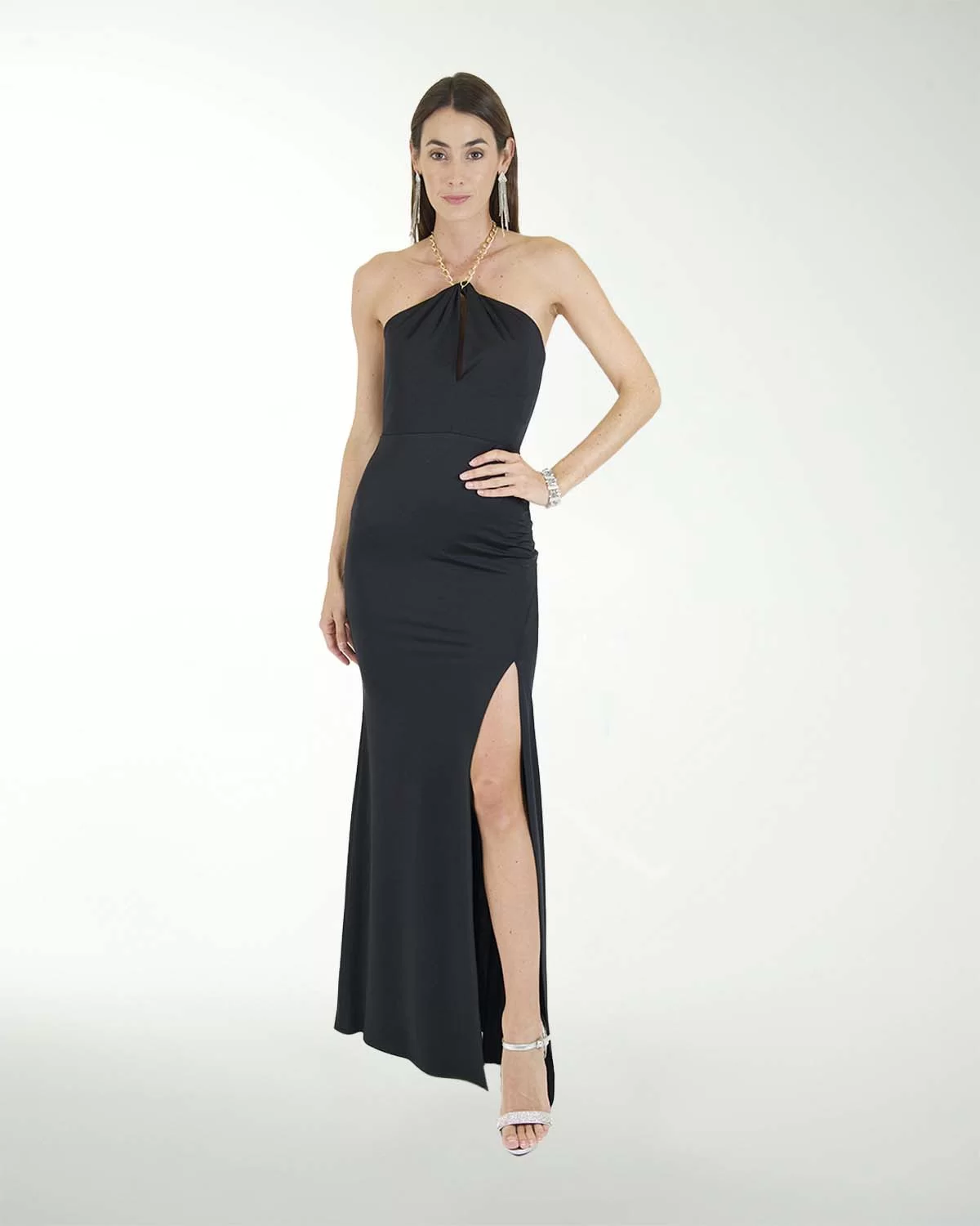 VESTIDO CL COLOMBIANA HALTER CON ABERTURA VESTIDO CL COLOMBIANA HALTER CON ABERTURA