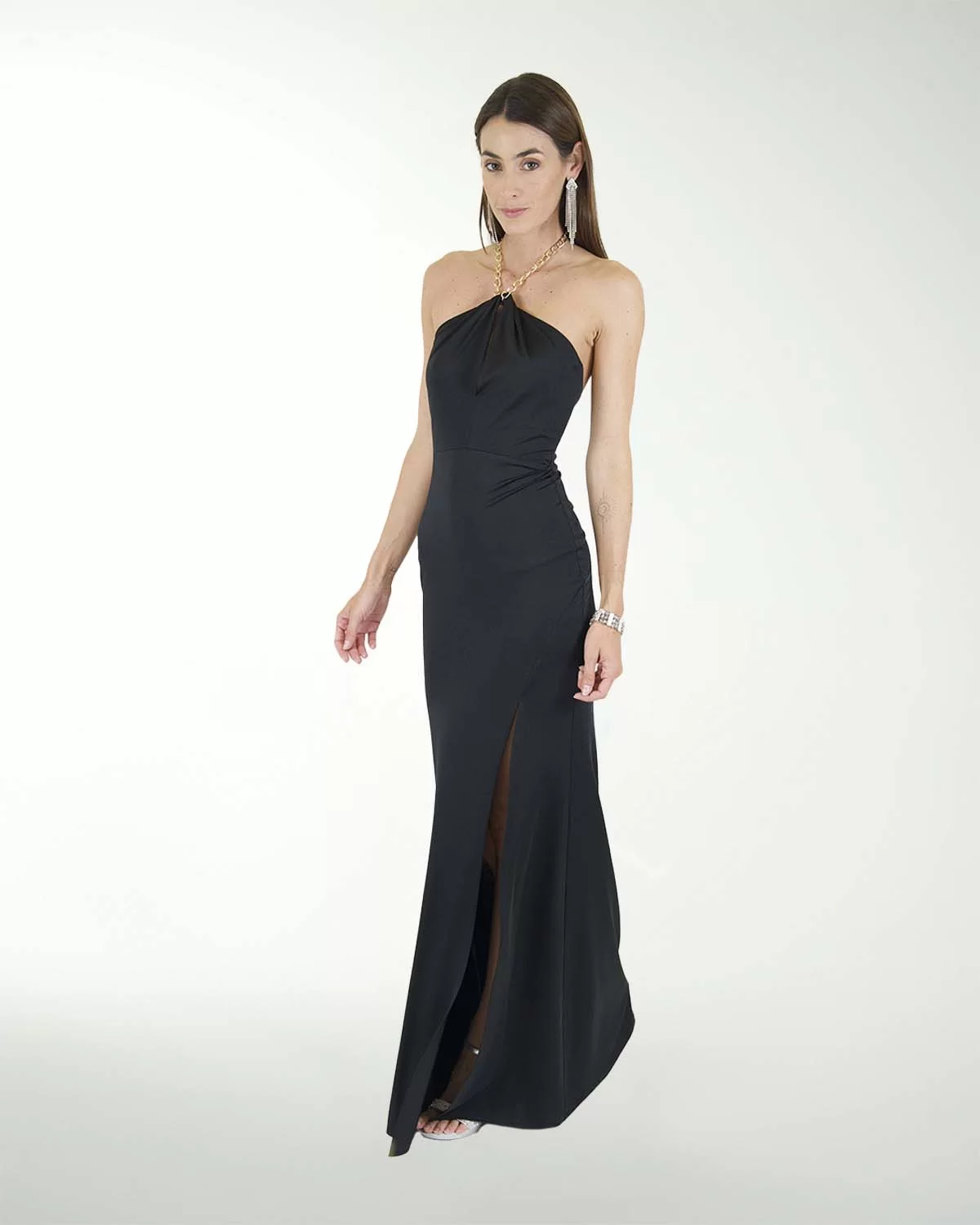 VESTIDO CL COLOMBIANA HALTER CON ABERTURA VESTIDO CL COLOMBIANA HALTER CON ABERTURA