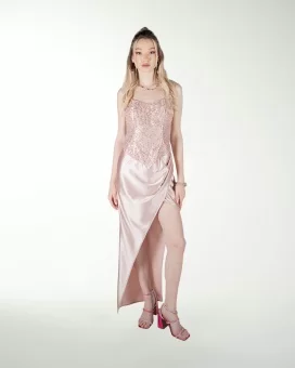 VESTIDO CL CORSET CON FALDA DRAPEADA
