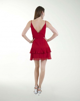 VESTIDO CA CHIFON LISO ESCOTE CRUZADO