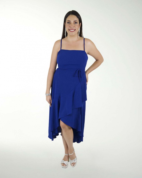VESTIDO TV CEY LISO FALDA CRUZADA CON OLAN
