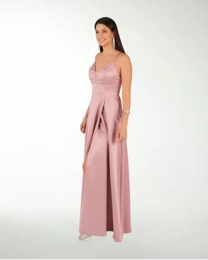 VESTIDO CL RASO ESCOTE EN V Y ENCAJE EN ESPALDA