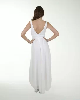 VESTIDO CL BLANCO MESH CON BRILLO EN TALLE