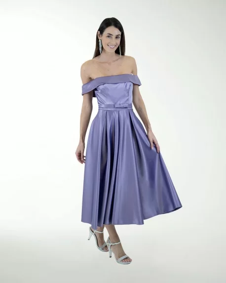 VESTIDO CC SATIN STRECH MIDI