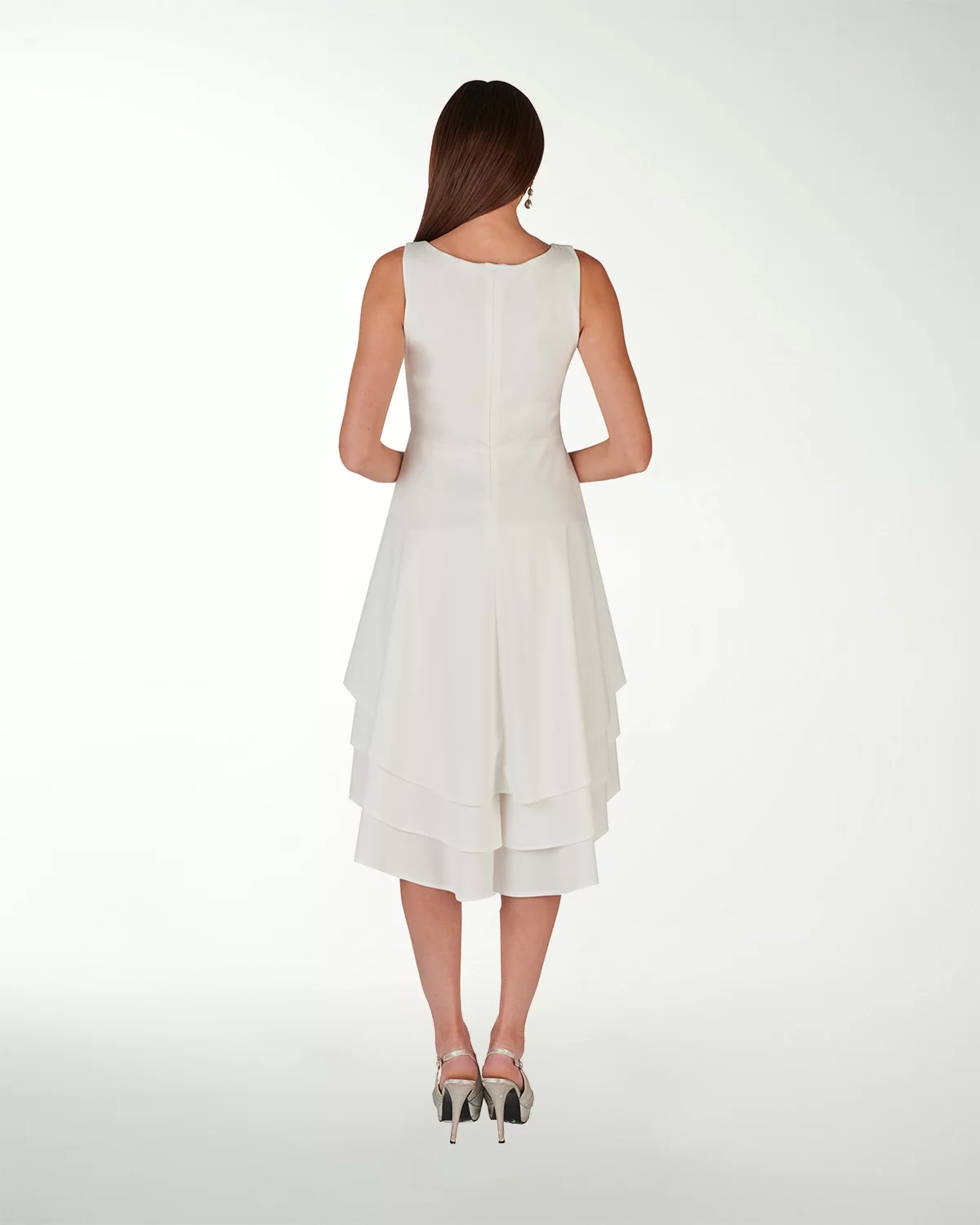 VESTIDO CC BLA CREPE FALDA A DESNIVEL