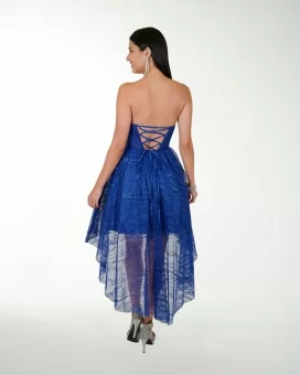 VESTIDO CC IMPERIAL GLITER TIPO CORSET CON CAUDA