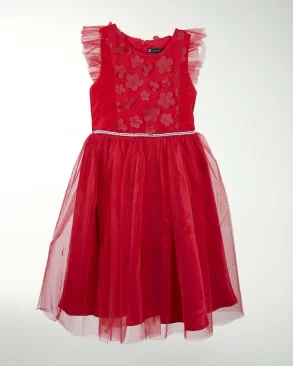 VESTIDO NIÑA 3D FLOR OLAN EN MANGA