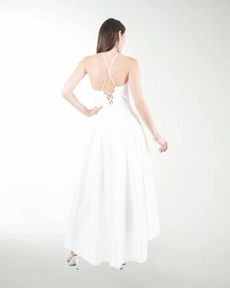 VESTIDO CL BLA HALTER LARGO A DESNIVEL