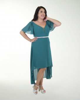 VESTIDO CL CHIFON CON MANGAS Y CINTURON