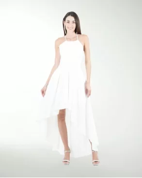 VESTIDO CL BLA HALTER LARGO A DESNIVEL