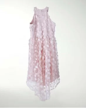 VESTIDO NIÑA DETALLES EN 3D CON CAUDA