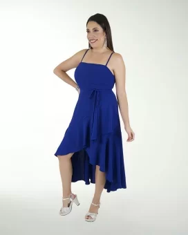 VESTIDO TV CEY LISO FALDA CRUZADA CON OLAN