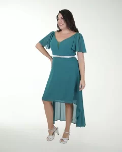 VESTIDO CL CHIFON CON MANGAS Y CINTURON