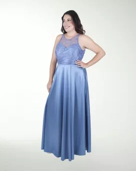 VESTIDO CL COMBINADO CON TRANSPARENCIA