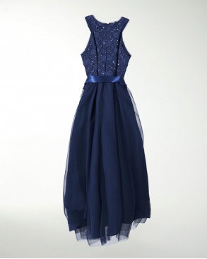 VESTIDO NIÑA EN HALTER CON LISTON