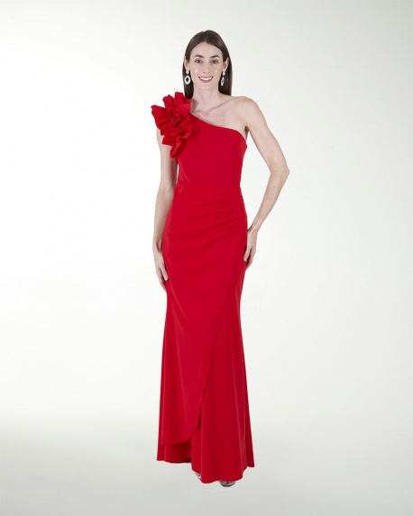 VESTIDO CL DE UN HOMBRO CON ADORNO