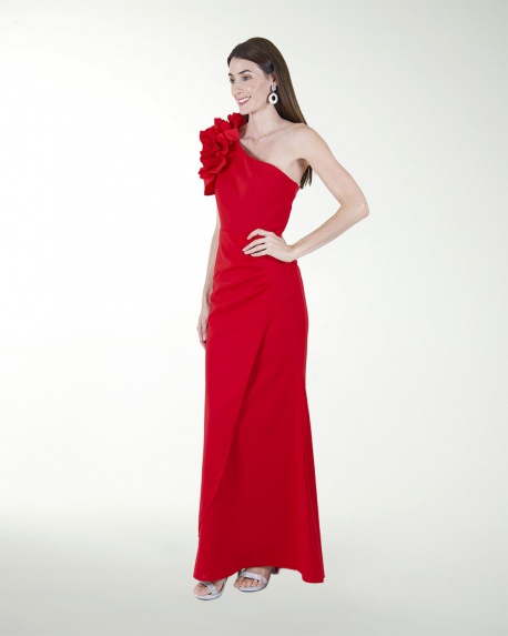 VESTIDO CL DE UN HOMBRO CON ADORNO