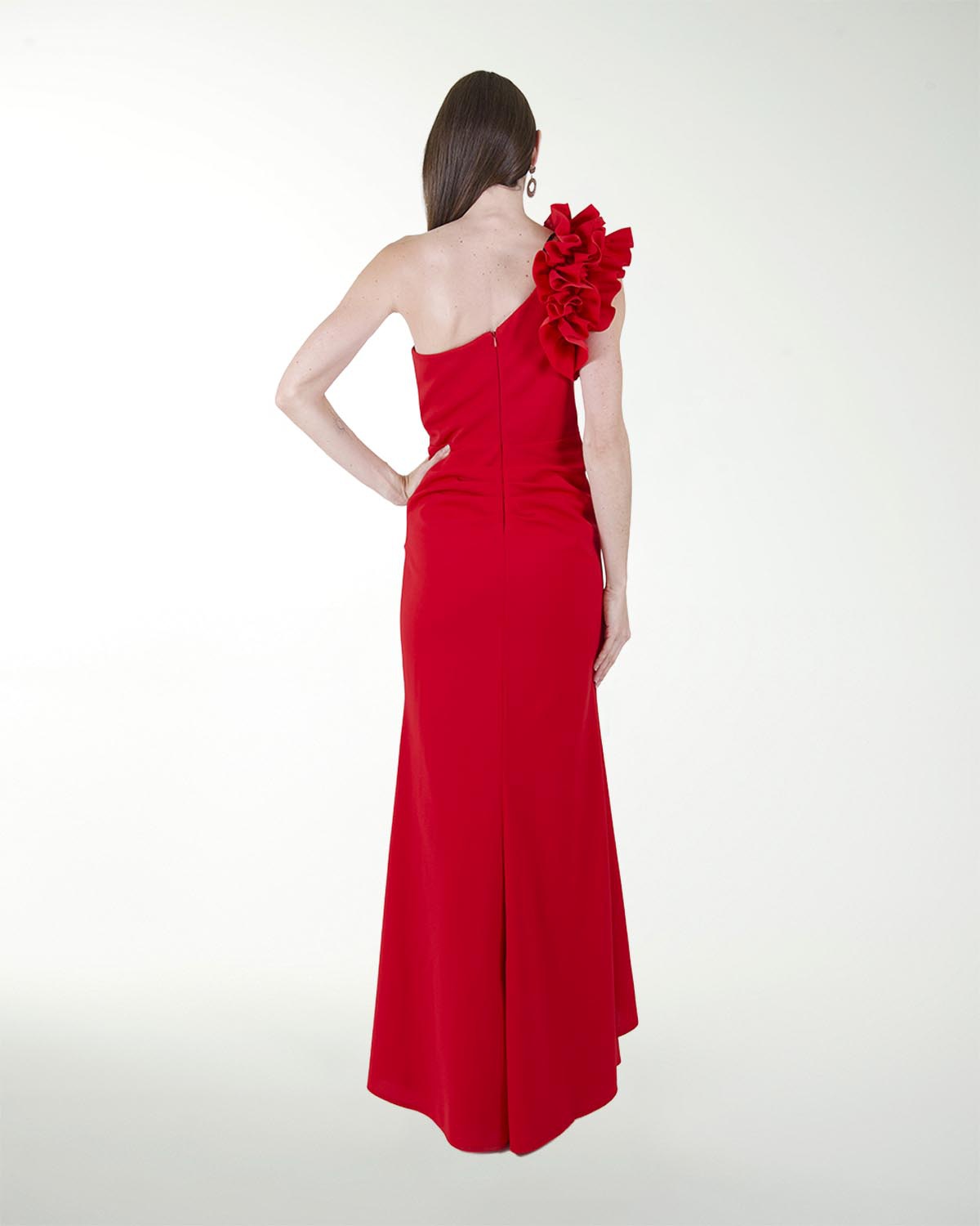 VESTIDO CL DE UN HOMBRO CON ADORNO