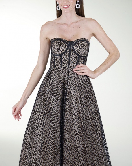 VESTIDO CC CORSET LARGO MIDI