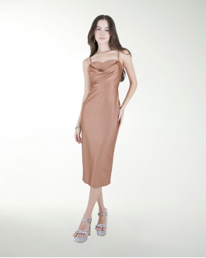 VESTIDO CC ENTALLADO ESCOTE DRAPEADO