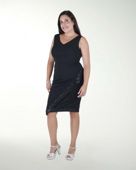 VESTIDO TE CON LENTEJUELA EN RUEDO