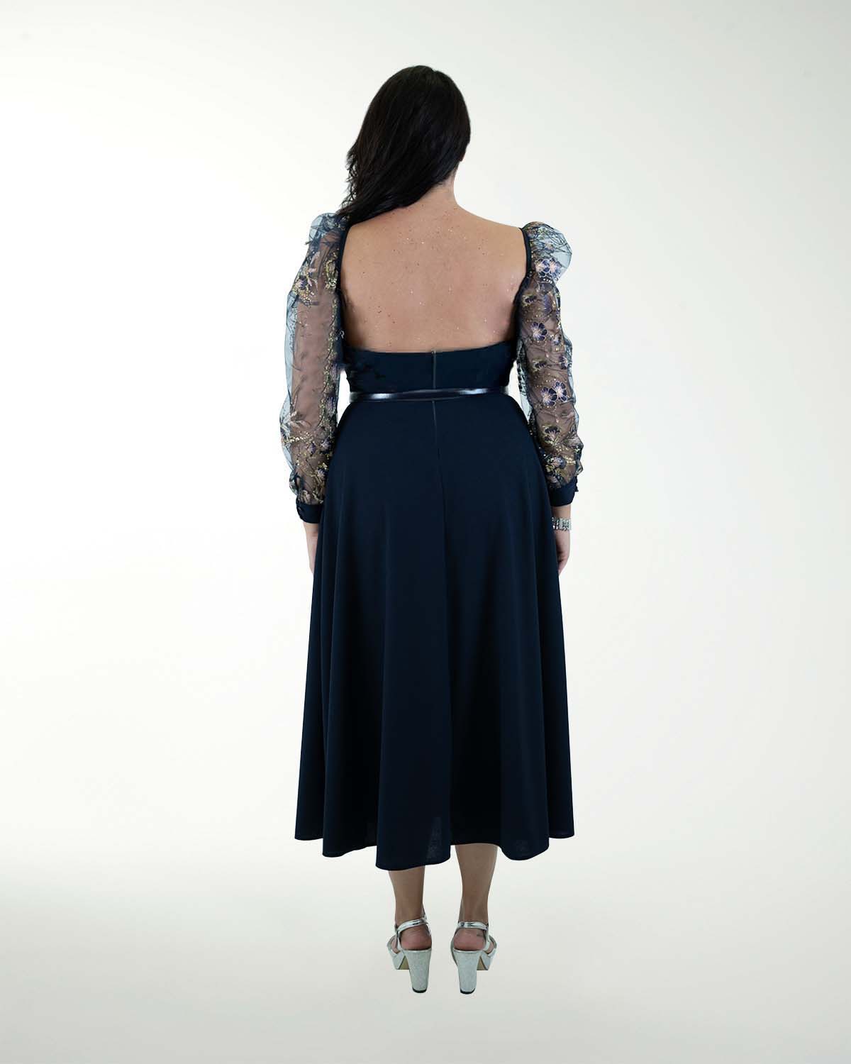 VESTIDO TE CON MANGAS Y CINTURON