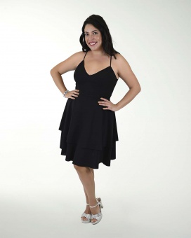 VESTIDO TV CREEPE LISO CON ENCAJE