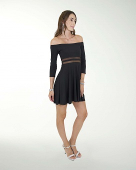 VESTIDO CA LICRA LISO ESCOTE AL HOMBRO VESTIDO CA LICRA LISO ESCOTE AL HOMBRO