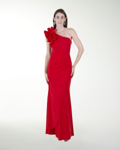 VESTIDO CL DE UN HOMBRO CON ADORNO