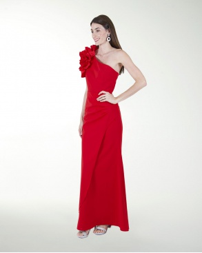 VESTIDO CL DE UN HOMBRO CON ADORNO