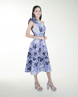 VESTIDO CC UN HOMBRO CON ADORNO