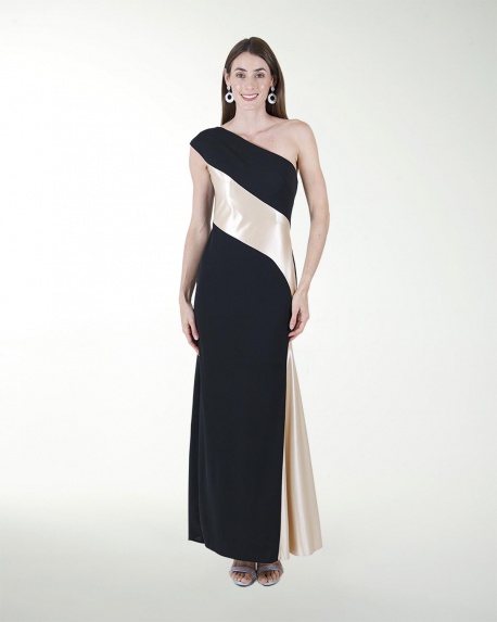 VESTIDO CL COMBINADO DE UN HOMBRO